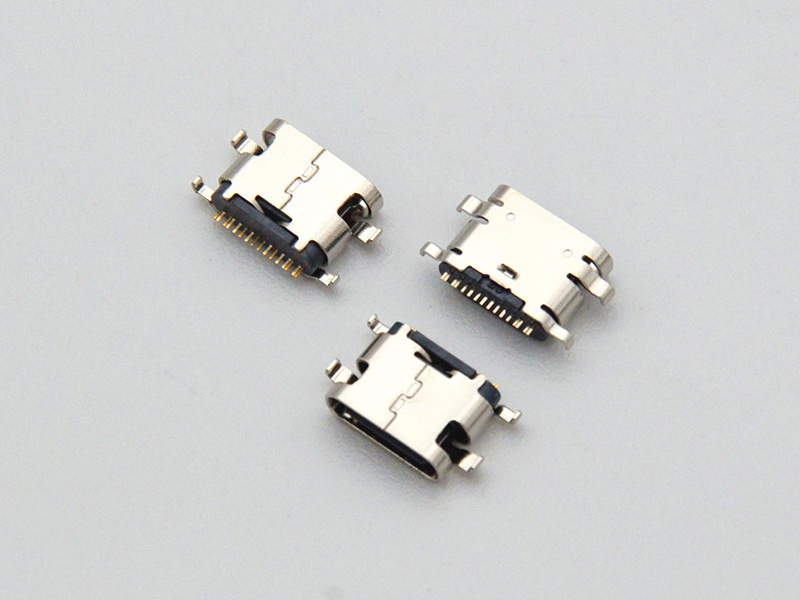 TYPE-C 16P 母座 L=6.5MM CH=0.52MM 沿板 2.1端子SMT